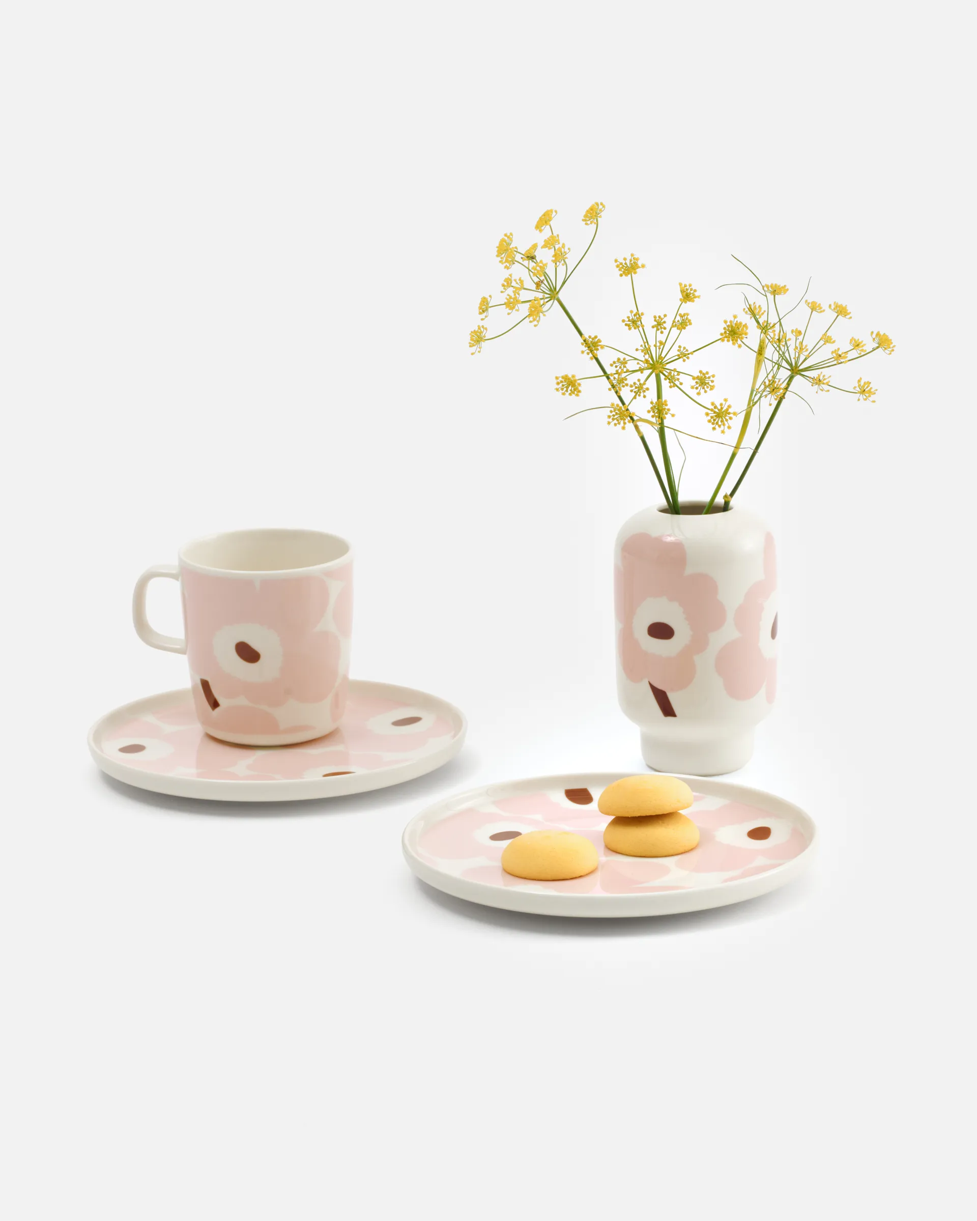 Vaso Unikko 14 cm, Bianco-rosa chiaro-chestnut Marimekko