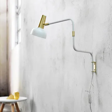 Lampada da tavolo Ray - bianco, paralume con dettagli in rovere - Mater