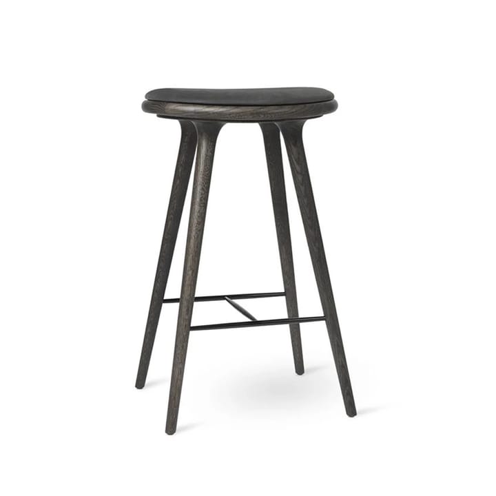 Sgabello da bar basso High, 69 cm - cuoio nero, rovere grigio Sirka - Mater