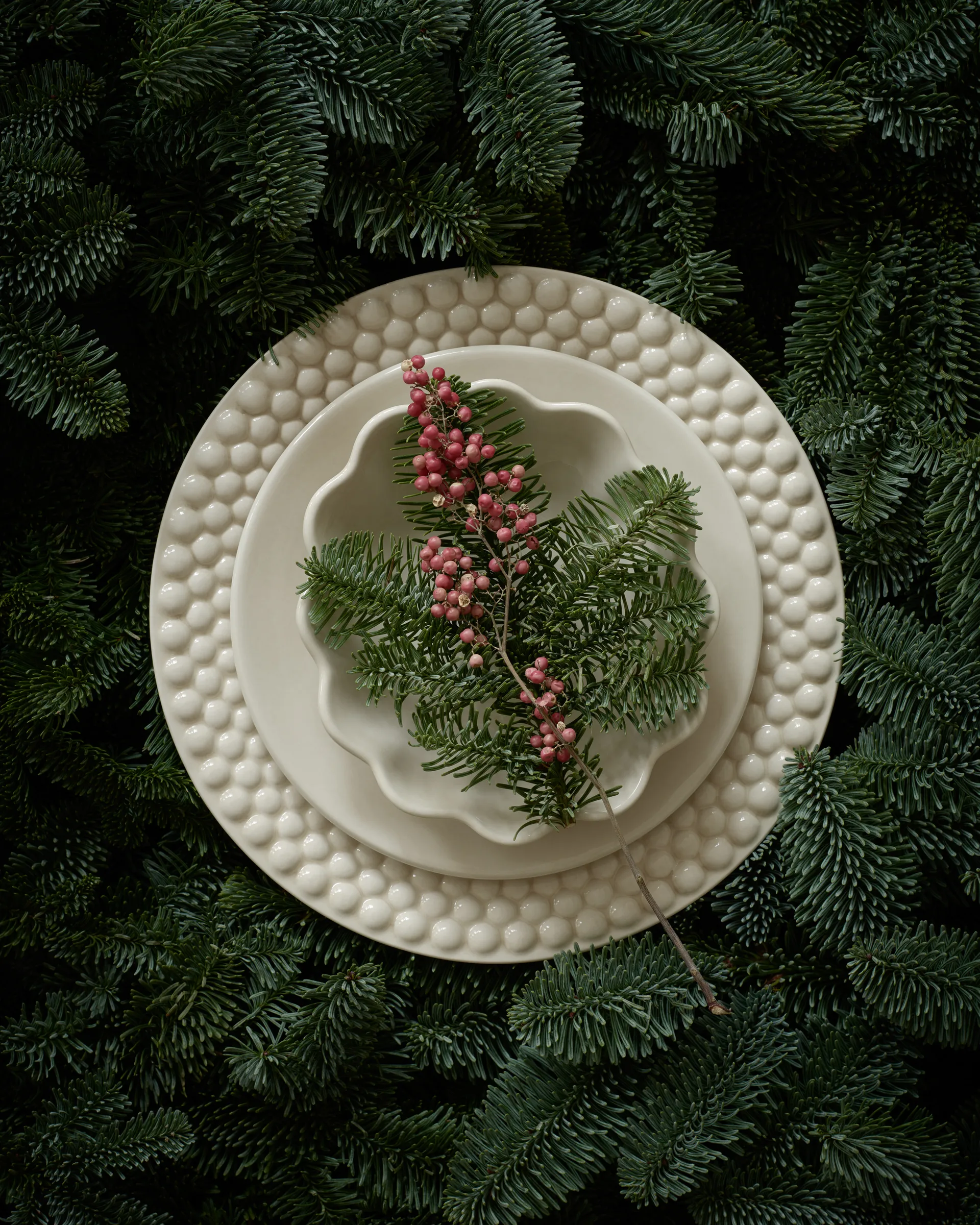 Piatto Bubbles 28 cm, Bianco Mateus