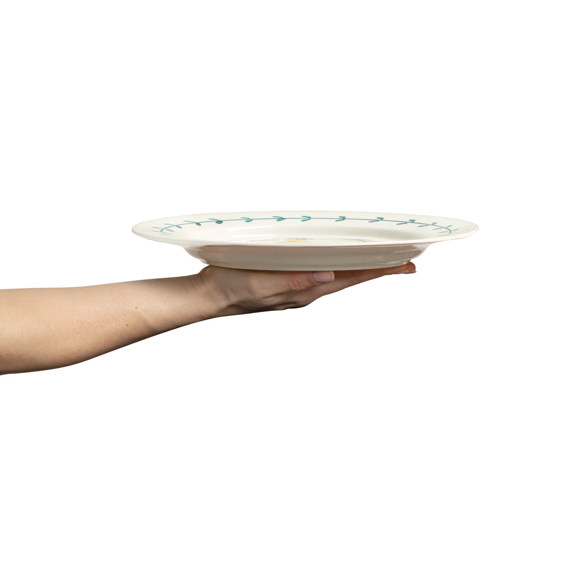 Piatto piano Flowers tulipani Ø28 cm, Bianco Mateus