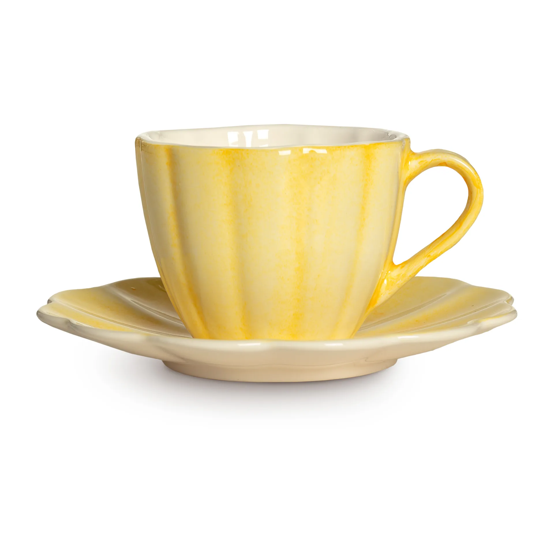 Tazza con piattino Oyster, 25 cl, Giallo Mateus