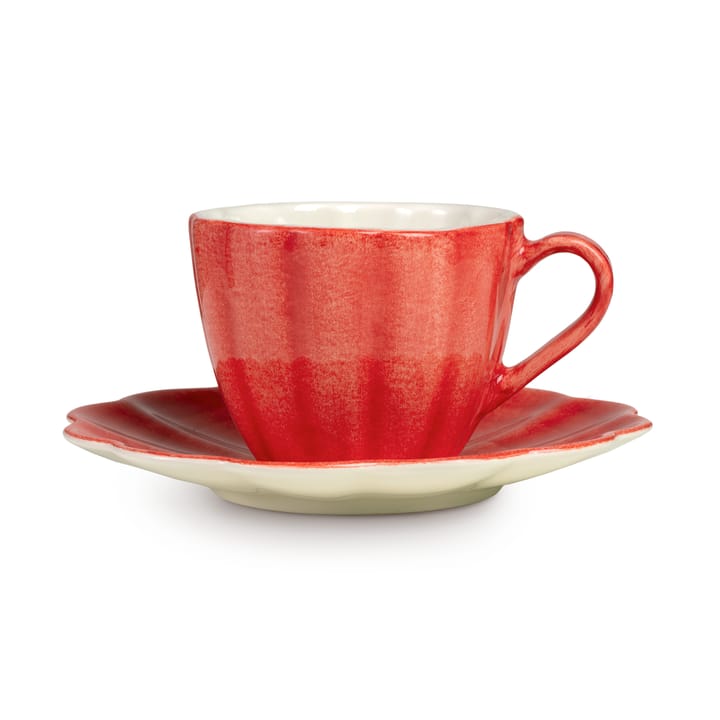 Tazza con piattino Oyster, 25 cl - Rosso - Mateus