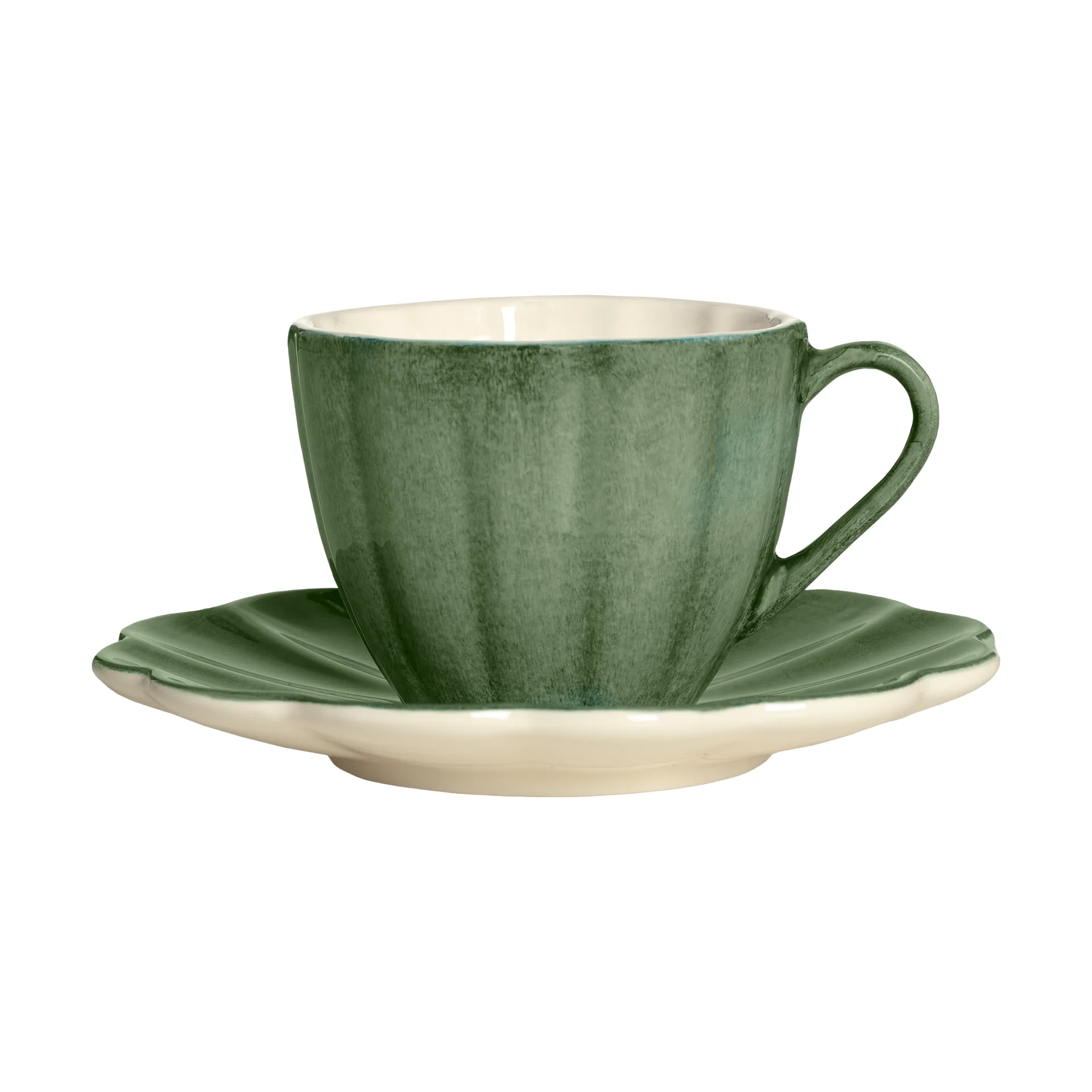 Tazza con piattino Oyster, 25 cl, Verde foresta Mateus
