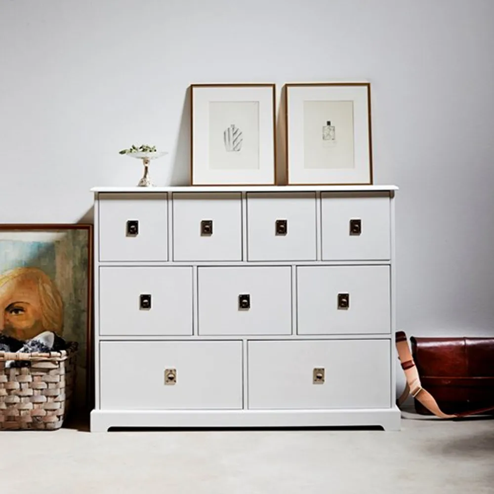 Cassettiera Smögen, bianco, 4 cassetti, cromo Mavis