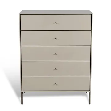 Comò 5 cassetti beige Volt  - Dettagli in acciaio inossidabile - Mavis