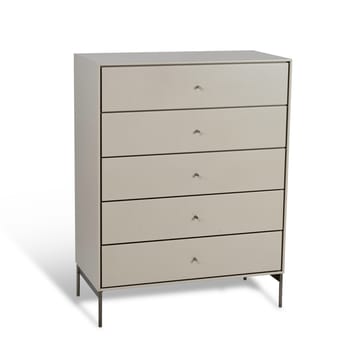 Comò 5 cassetti beige Volt  - Dettagli in acciaio inossidabile - Mavis