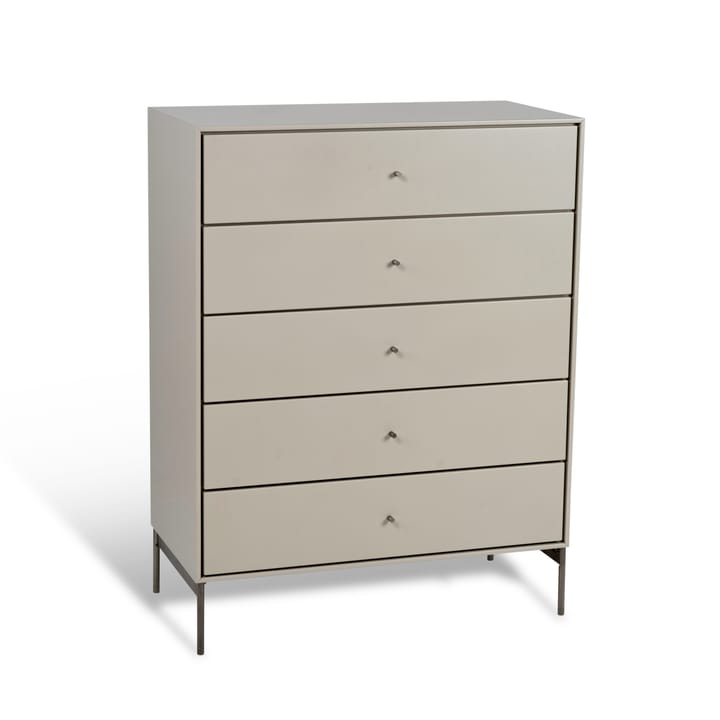 Comò 5 cassetti beige Volt , Dettagli in acciaio inossidabile Mavis