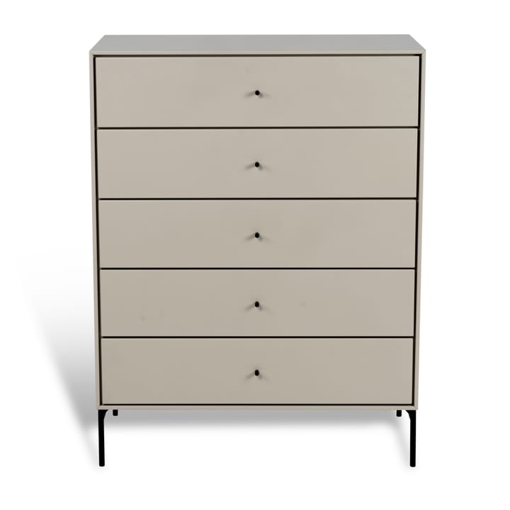 Comò 5 cassetti beige Volt  - Dettagli in nero - Mavis