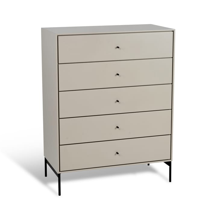 Comò 5 cassetti beige Volt , Dettagli in nero Mavis