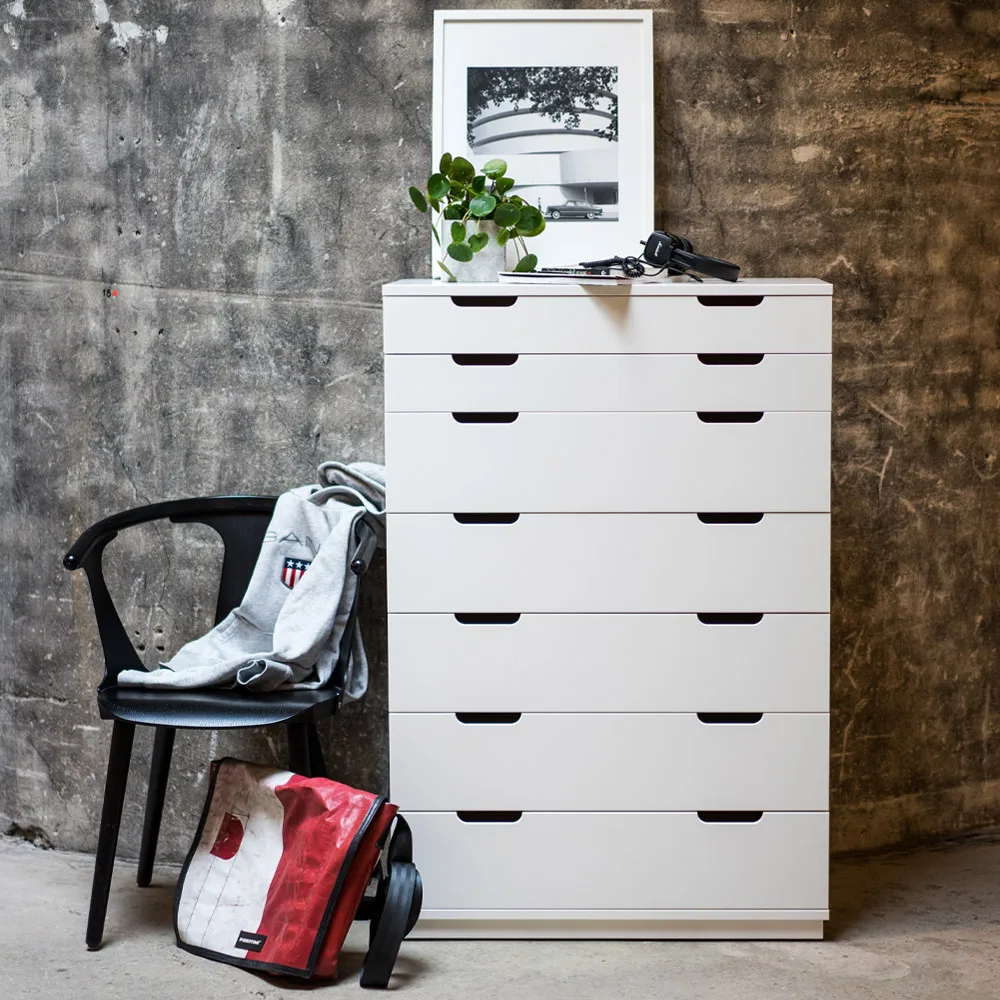 Comò 7 cassetti Aoko , Verniciato bianco Mavis