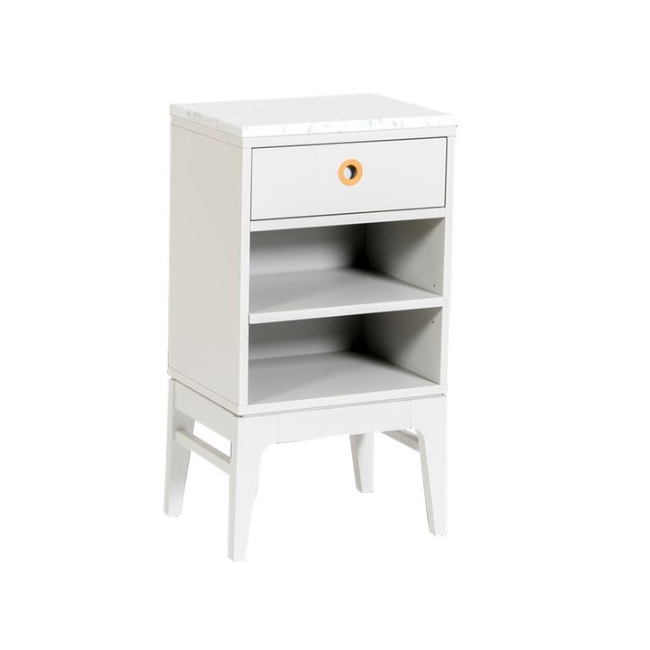 Comodino Höllviken - Grigio chiaro-bianco piano in marmo-1 cassetto - Mavis