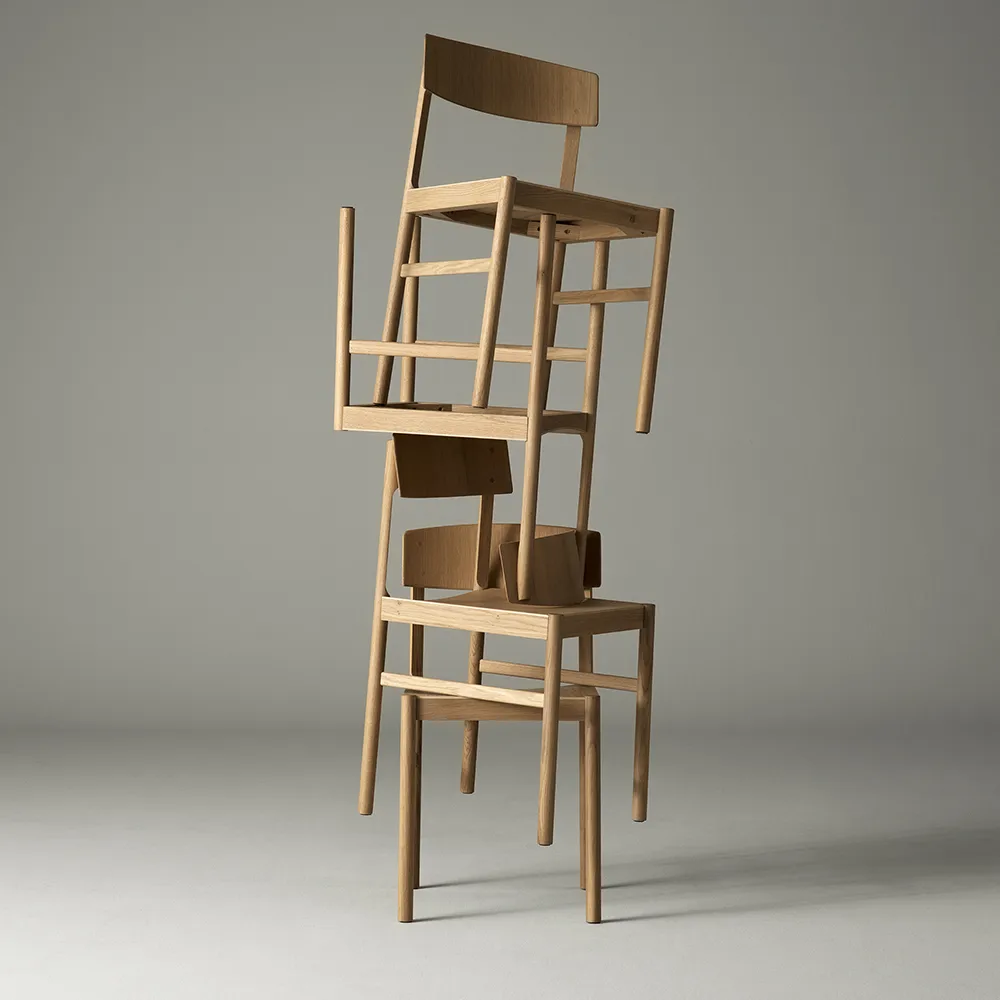 Sedia Rod, Rovere verniciato opaco pigmentato bianco Mavis