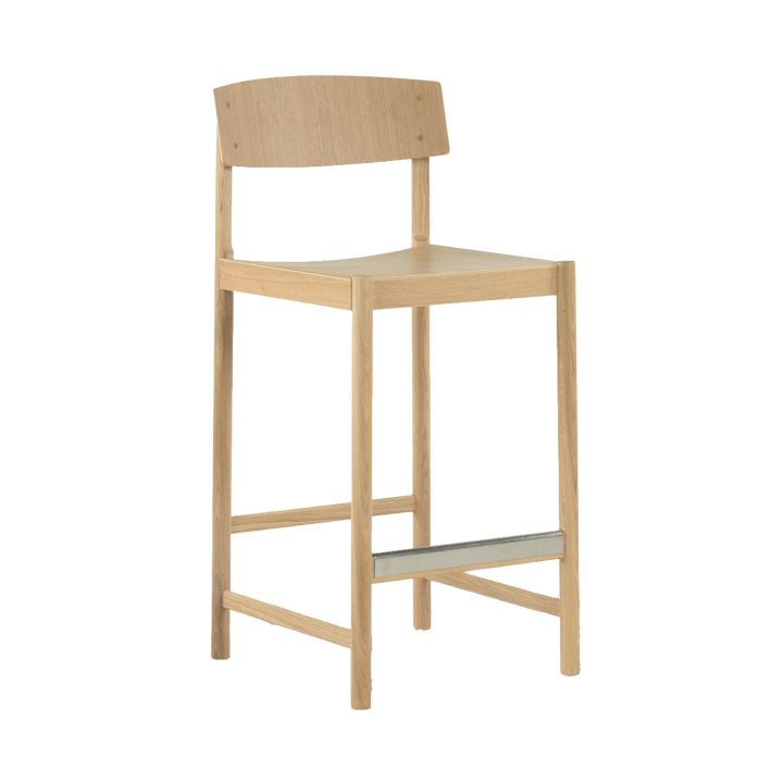 Sgabello Rod 65 cm, Rovere verniciato opaco pigmentato bianco Mavis