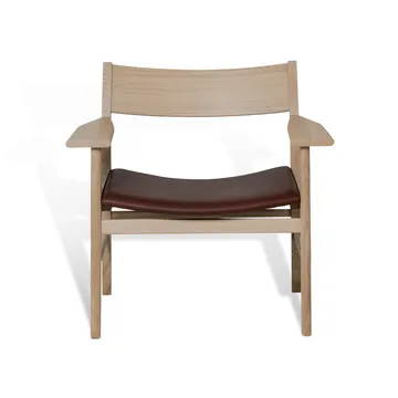 Siza poltrona lounge - Rovere laccato opaco pigmentato bianco – pelle Mocca Tärnsjö - Mavis