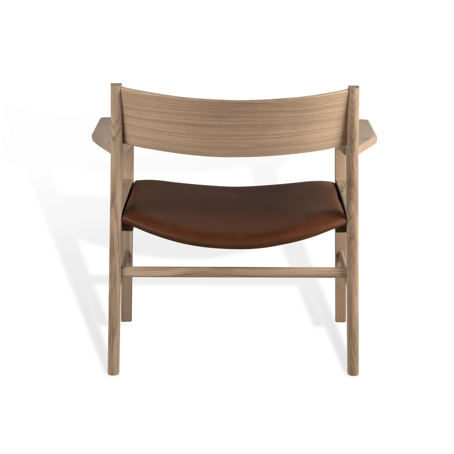 Siza poltrona lounge, Rovere opaco laccato bianco pigmentato-Cognac pelle Tärnsjö Mavis