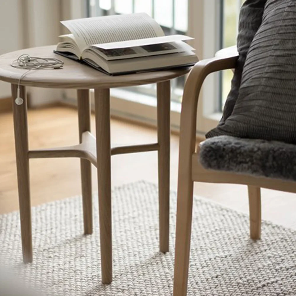 Tavolino Crest, rovere pigmentato bianco vernice trasparente Mavis