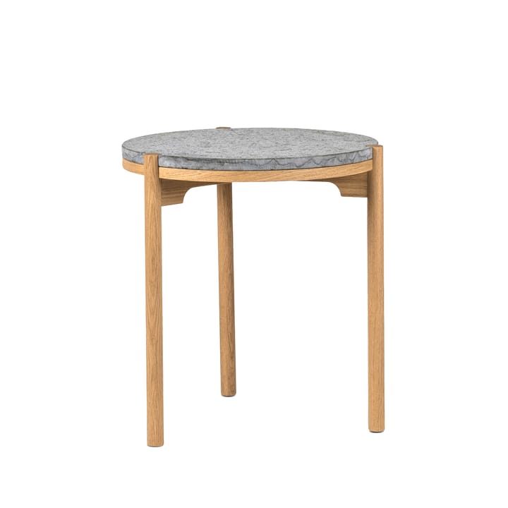 Tavolino Dondo in rovere sbiancato Ø45 cm - Pietra calcarea levigata - Mavis