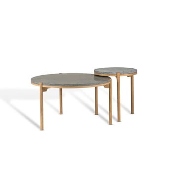 Tavolino Dondo in rovere sbiancato Ø45 cm - Pietra calcarea levigata - Mavis