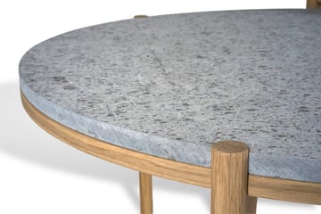 Tavolino Dondo in rovere sbiancato Ø45 cm - Pietra calcarea levigata - Mavis