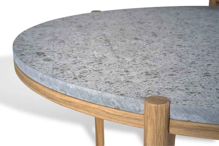 Tavolino Dondo in rovere sbiancato Ø45 cm, Pietra calcarea levigata Mavis