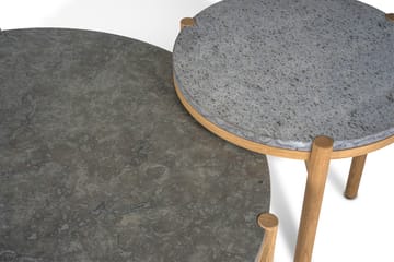 Tavolino Dondo in rovere sbiancato Ø45 cm - Pietra calcarea levigata - Mavis