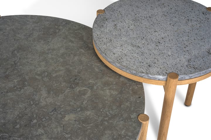 Tavolino Dondo in rovere sbiancato Ø45 cm, Pietra calcarea levigata Mavis