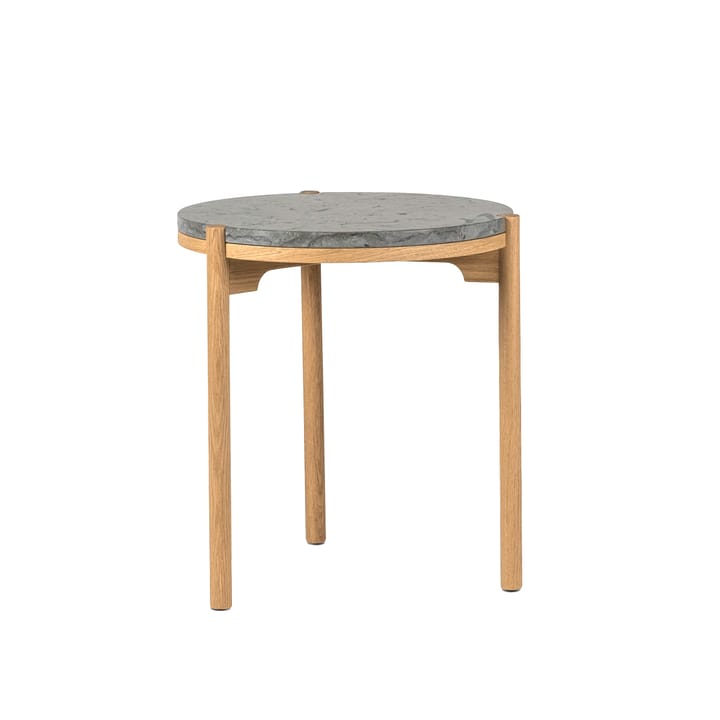 Tavolino Dondo in rovere sbiancato Ø45 cm - Pietra calcarea levigata - Mavis