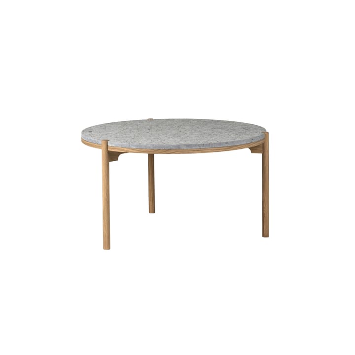 Tavolino Dondo in rovere sbiancato Ø80 cm - Pietra calcarea levigata - Mavis