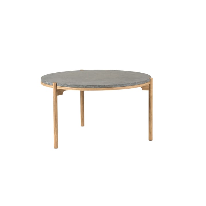 Tavolino Dondo in rovere sbiancato Ø80 cm - Pietra calcarea levigata - Mavis