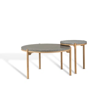 Tavolino Dondo in rovere sbiancato Ø80 cm - Pietra calcarea levigata - Mavis