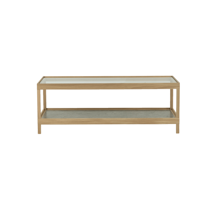 Tavolino Ima 125x50 cm - Rovere laccato opaco bianco, pietra calcarea - Mavis