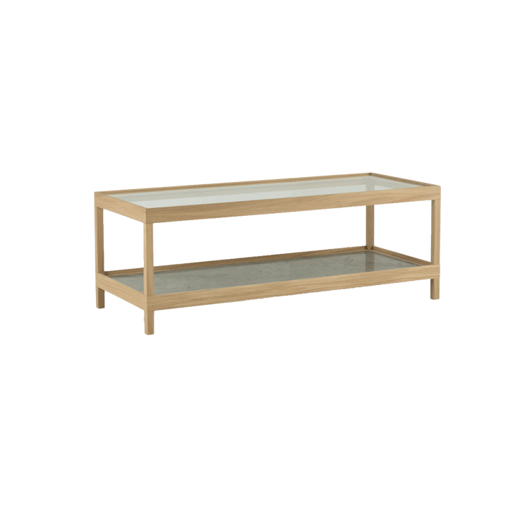 Tavolino Ima 125x50 cm, Rovere laccato opaco bianco, pietra calcarea Mavis
