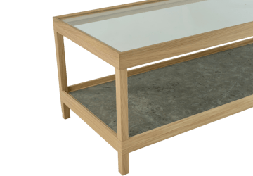 Tavolino Ima 125x50 cm - Rovere laccato opaco bianco, pietra calcarea - Mavis