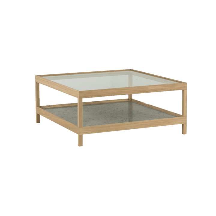 Tavolino Ima 90x90 cm, Rovere opaco verniciato bianco, pietra calcarea Mavis