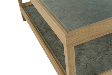 Tavolino Ima 90x90 cm - Rovere opaco verniciato bianco, pietra calcarea - Mavis