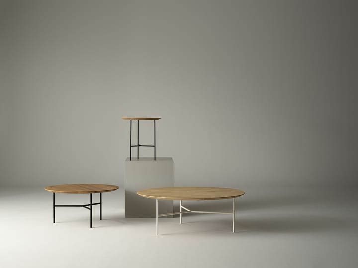 Tavolino Tribeca, rovere oliato rustico, gambe in cromo satinato, ø80 Mavis
