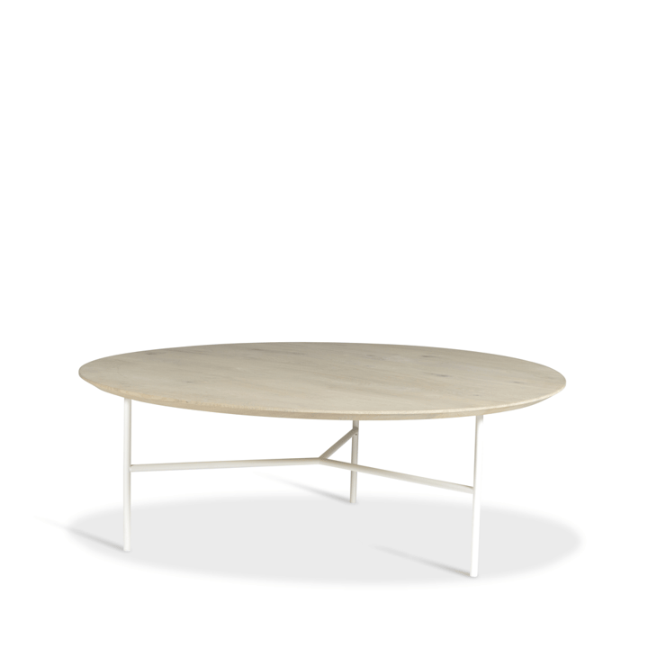 Tavolino Tribeca - rovere saponato rustico, gambe bianche, ø110 - Mavis