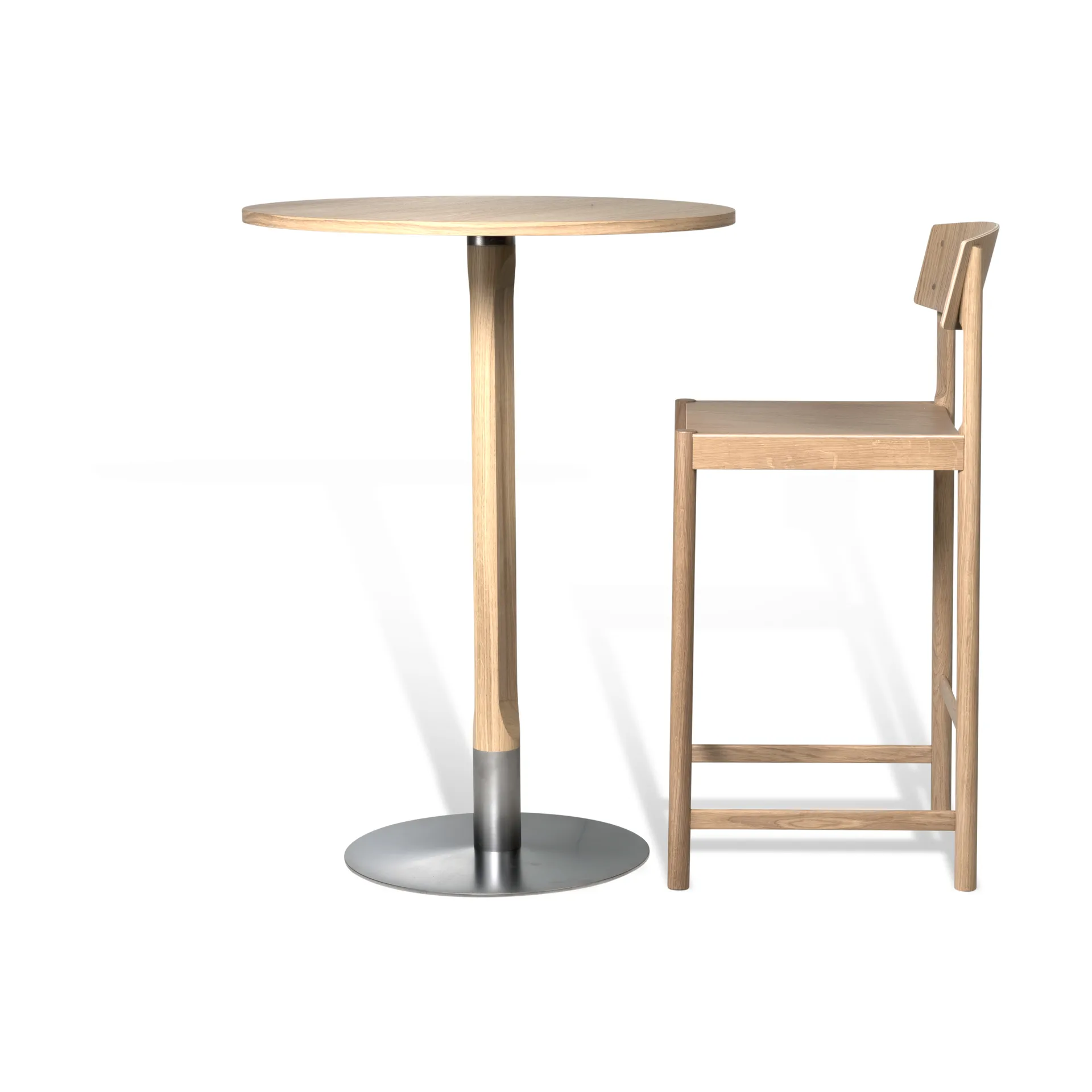 Tavolo da bar Rod Ø70 cm, Rovere opaco con pigmentazione bianca Mavis