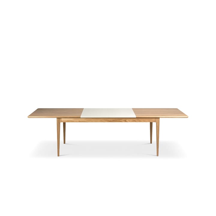 Tavolo Höllviken - rovere verniciato opaco bianco pigmentato, 2 prolunghini, MDF beige da 50 cm - Mavis