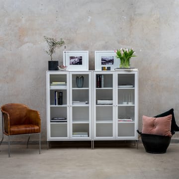 Vetrina 130 cm verniciatura bianca Volt  - Dettagli in acciaio inossidabile - Mavis