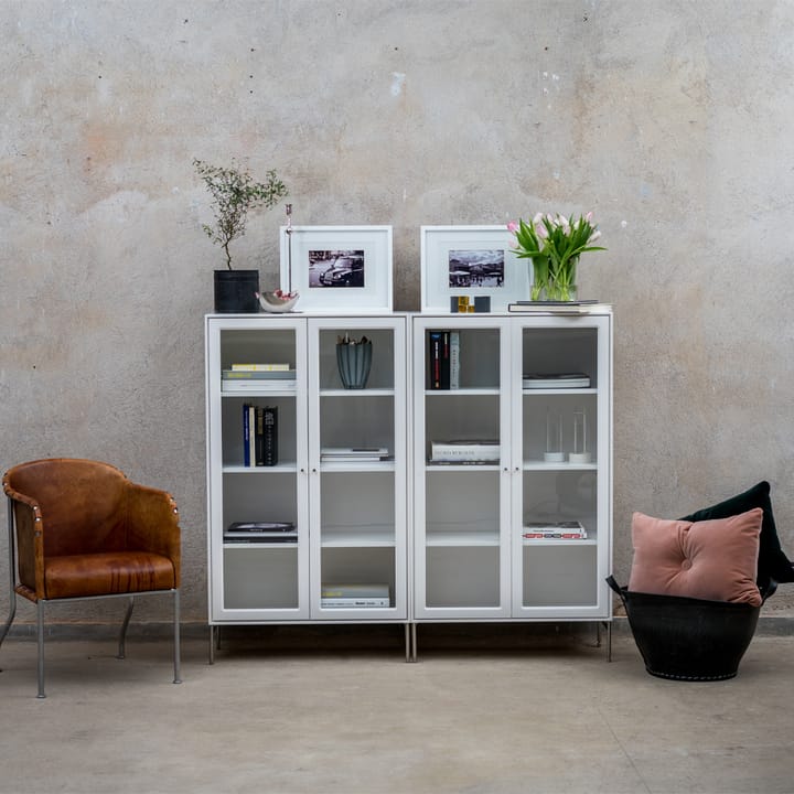 Vetrina 130 cm verniciatura bianca Volt , Dettagli in acciaio inossidabile Mavis