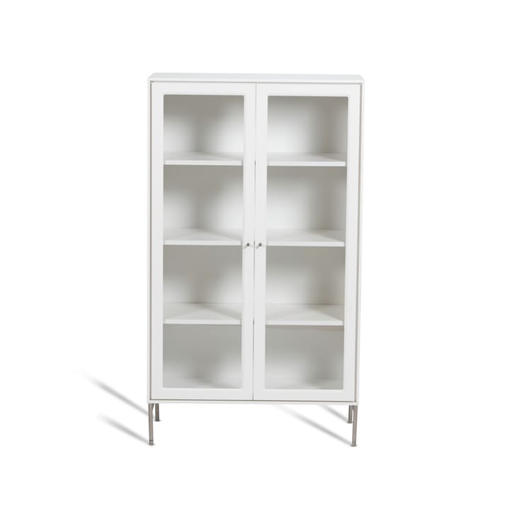 Vetrina 130 cm verniciatura bianca Volt  - Dettagli in acciaio inossidabile - Mavis