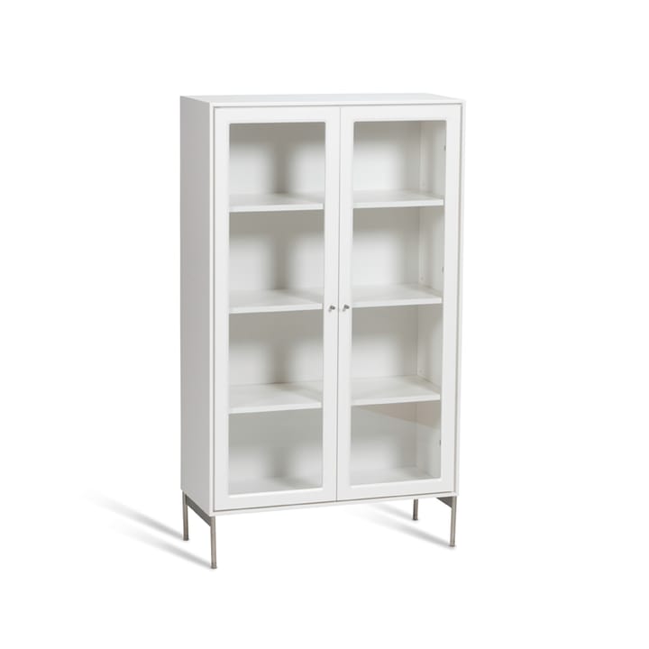 Vetrina 130 cm verniciatura bianca Volt , Dettagli in acciaio inossidabile Mavis