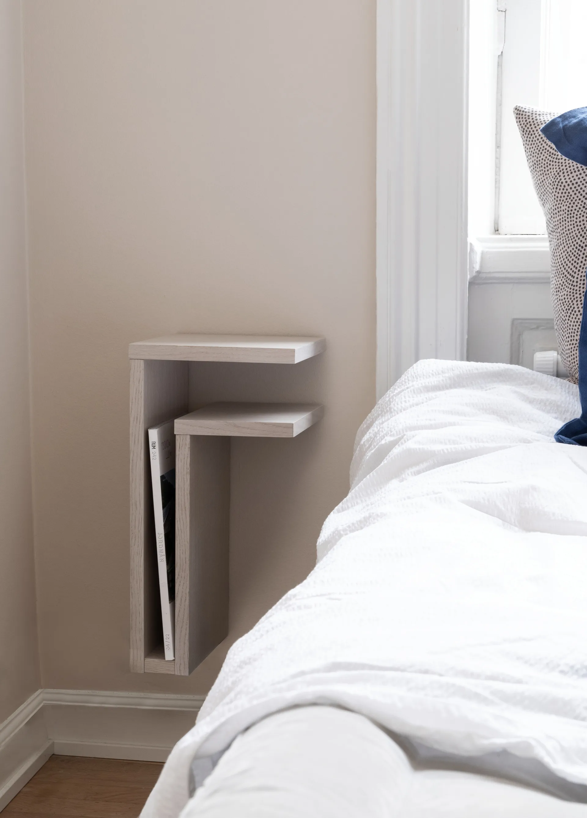 F-shelf mensola a parete in rovere bianco destra + sinistra 2 parti Maze