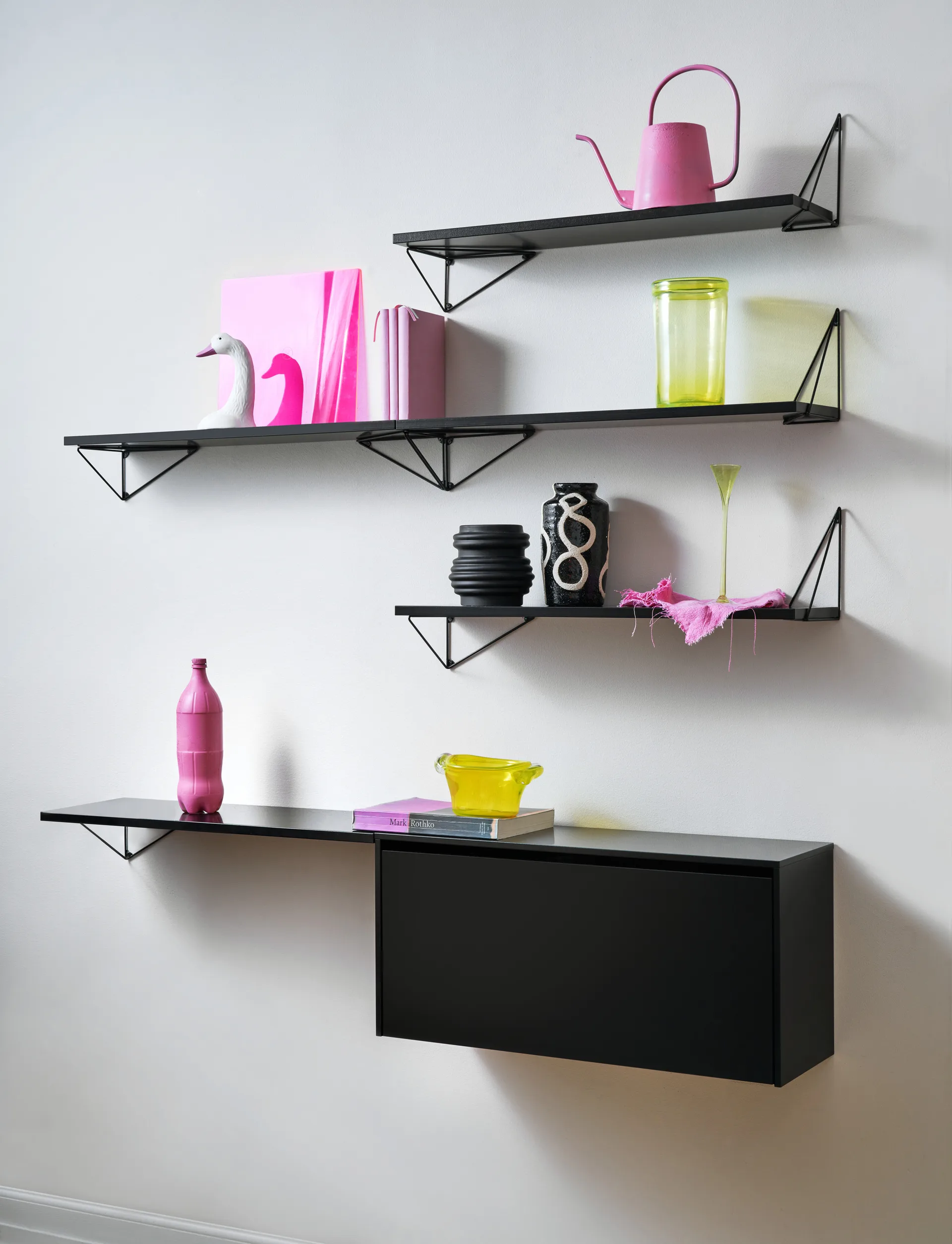 Mobile da parete Pythagoras Cabinet 38x80 cm, Nero Maze