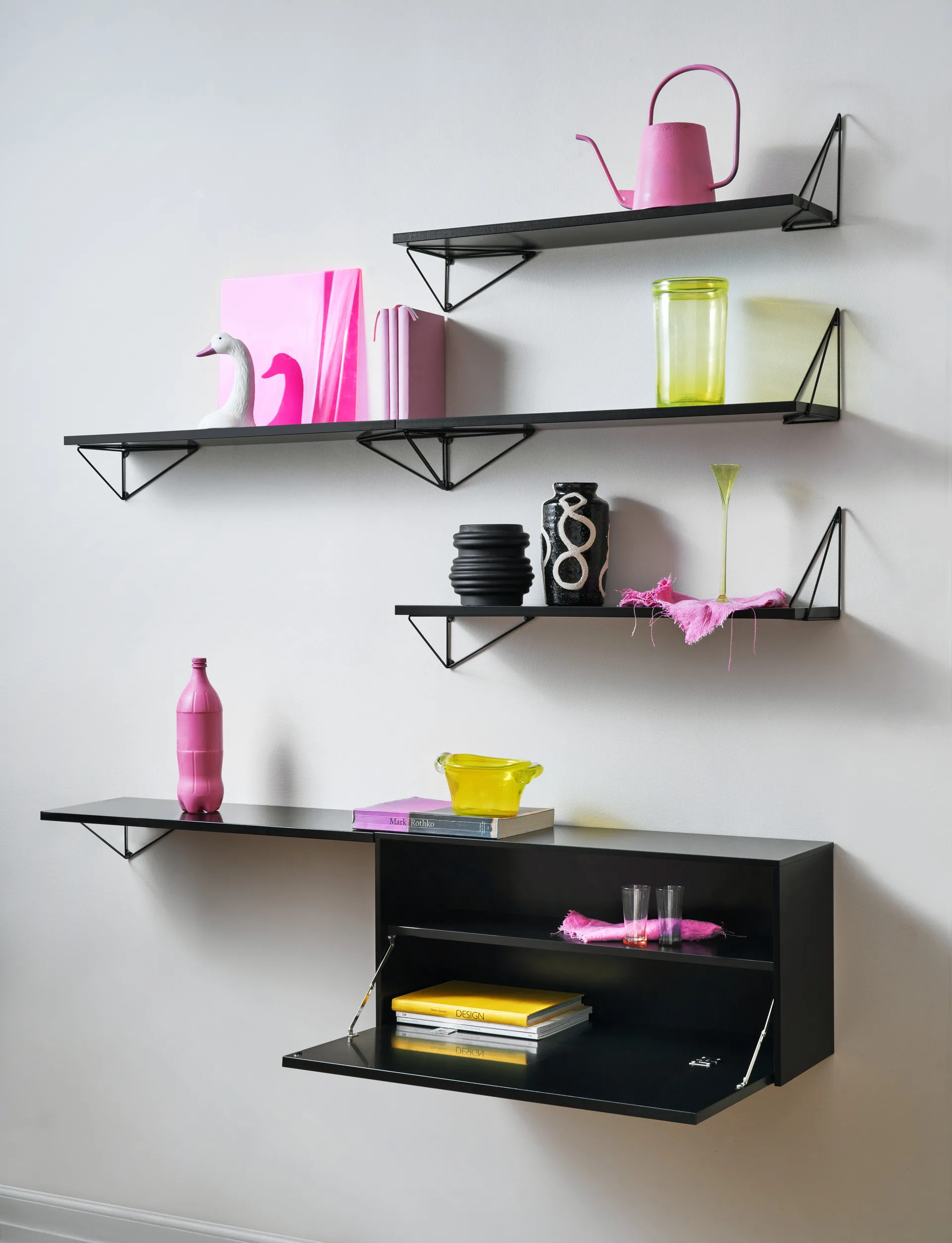 Mobile da parete Pythagoras Cabinet 38x80 cm, Nero Maze