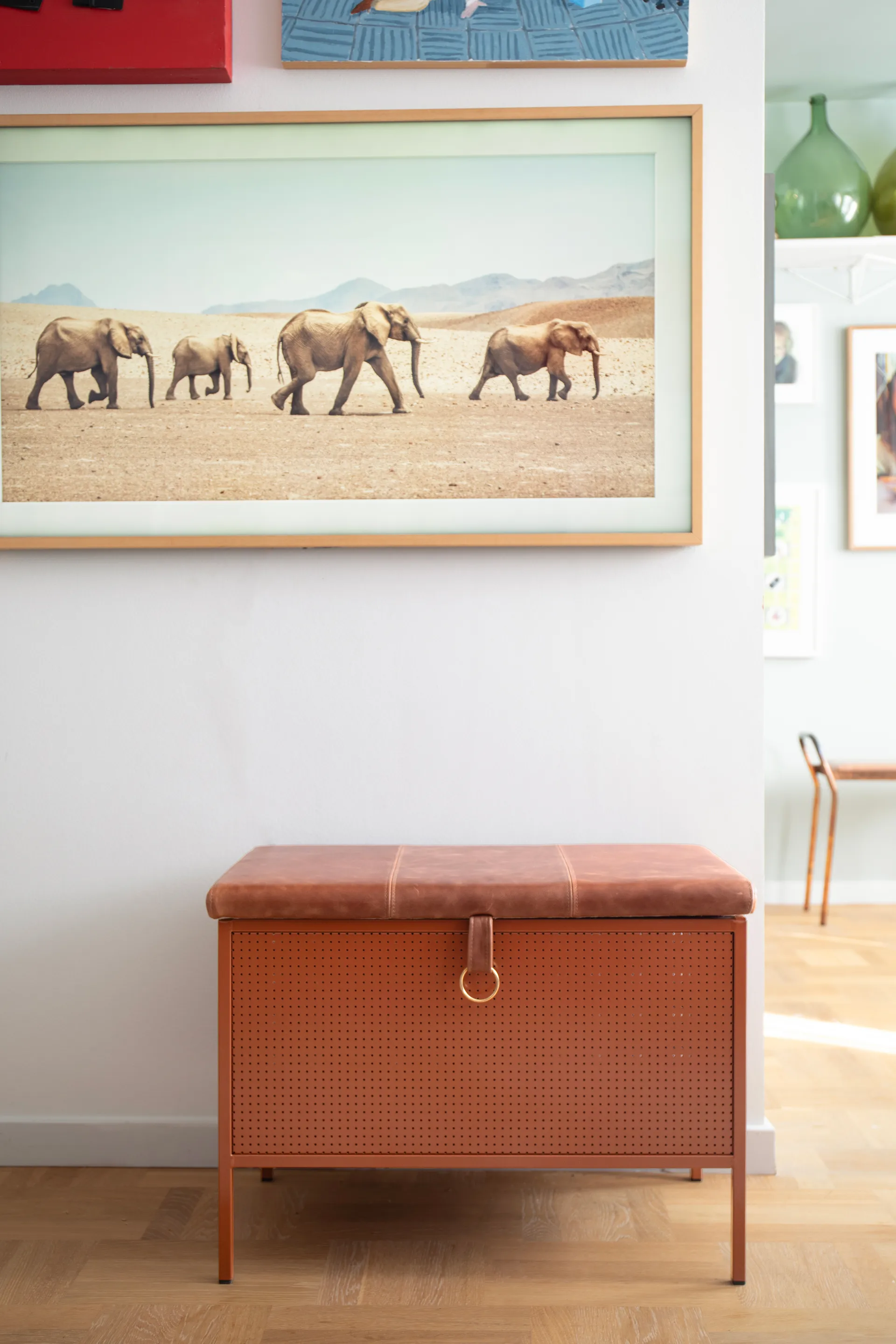 Panca contenitore Frank, Cinnamon-vintage cognac Maze