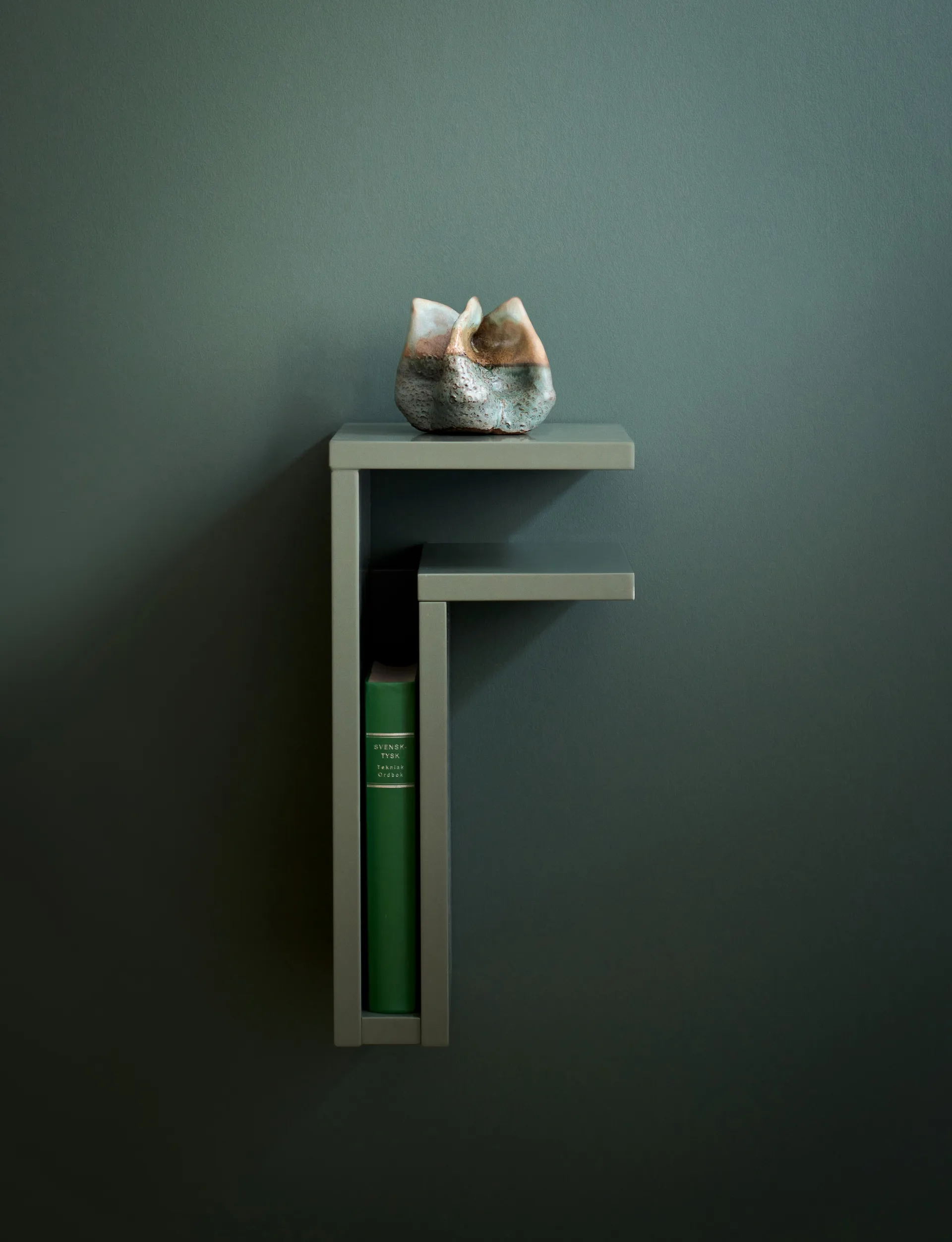 Scaffala da parete F-shelf grigio verde, Mensola a destra Maze