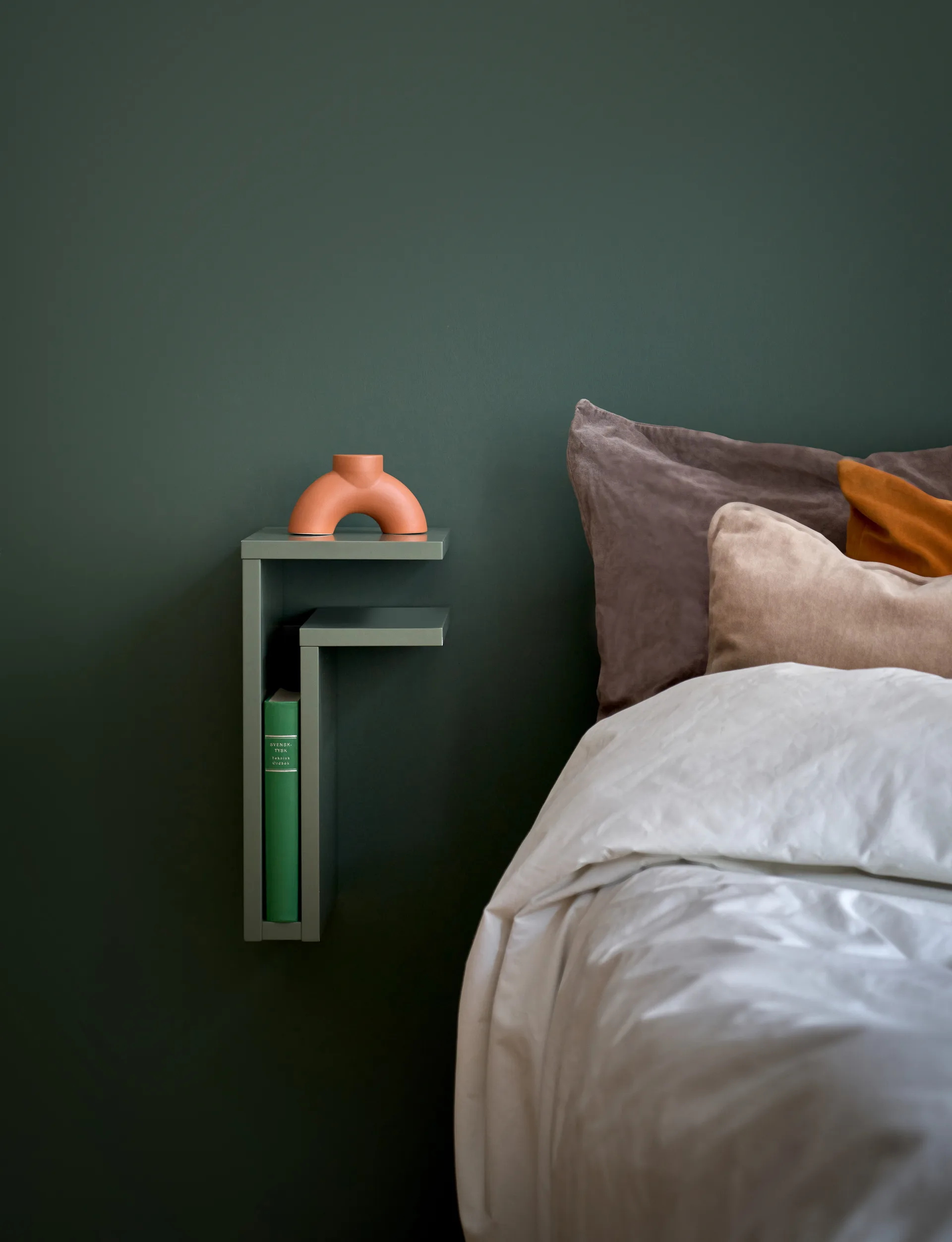 Scaffala da parete F-shelf grigio verde, Mensola a destra Maze